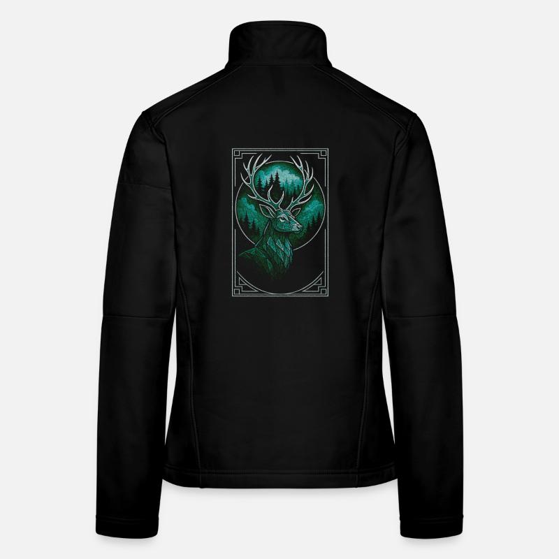 Mystische Wald Hirsch Illustration Frauen Softshelljacke