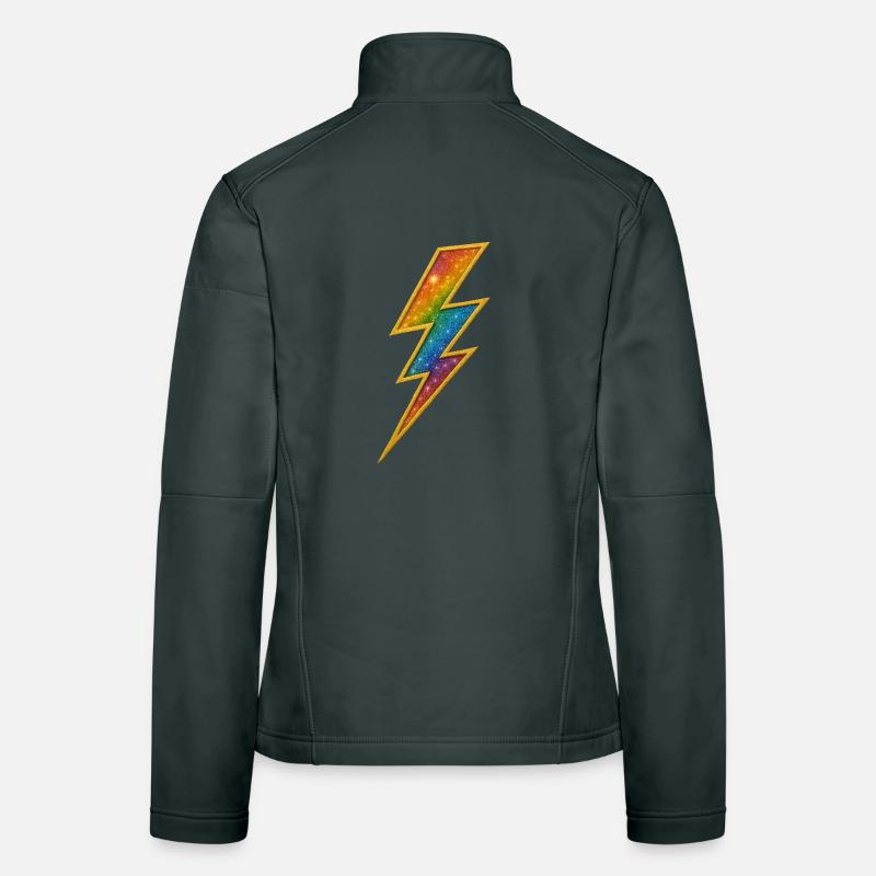 Regenbogen Blitz mit Goldrahmen Frauen Softshelljacke