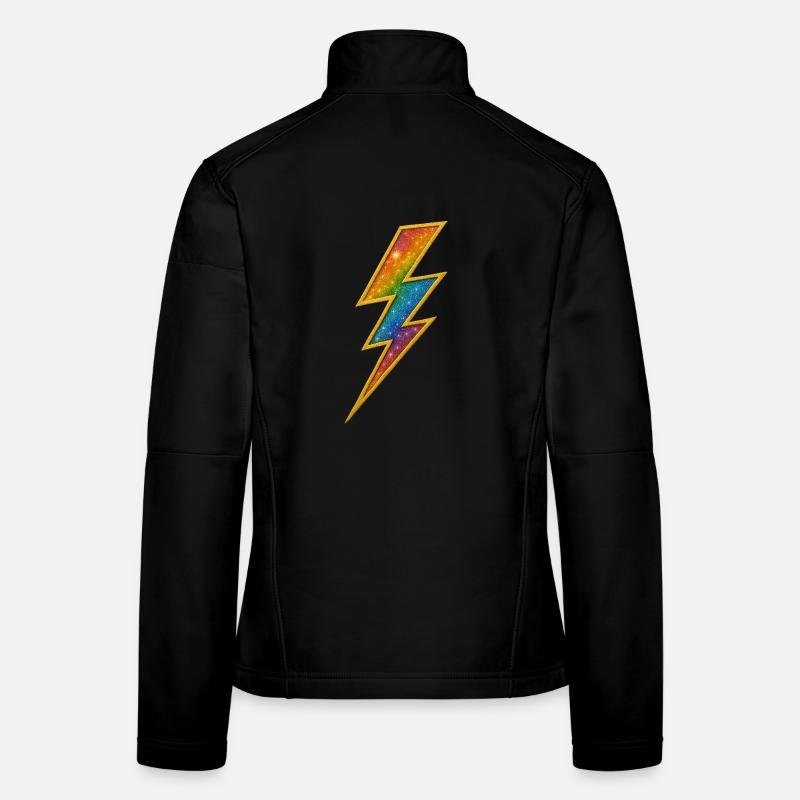 Regenbogen Blitz mit Goldrahmen Frauen Softshelljacke