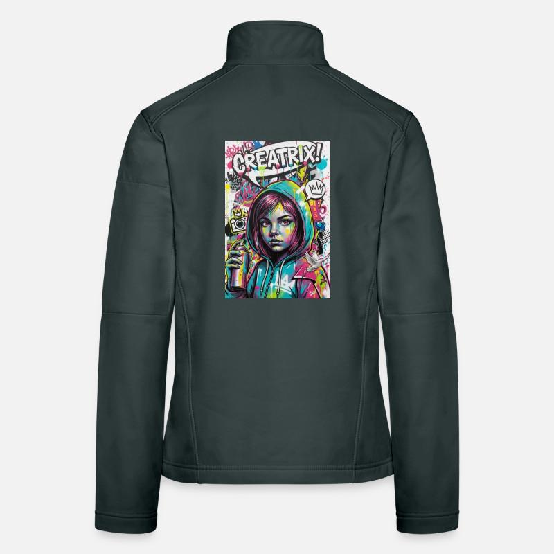 Farbexplosion Graffiti Heldin Frauen Softshelljacke