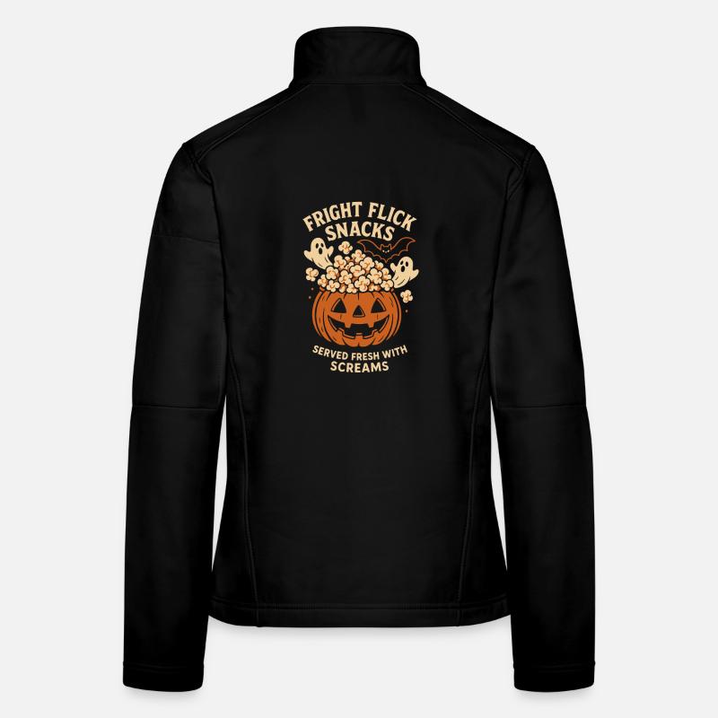 Soirée cinéma d’Halloween – Citrouille pop-corn effrayante Veste en tissu softshell Femme