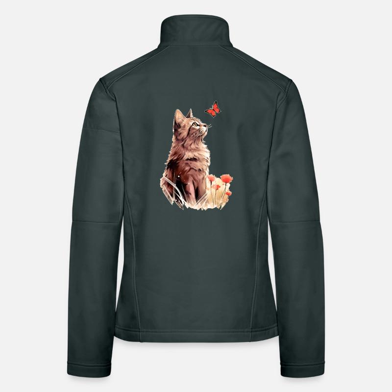 Cat and butterfly Women's Softshell Jacket