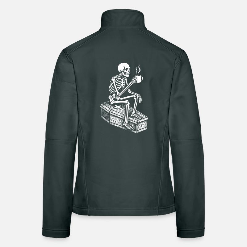 Skeleton drinking espresso Women's Softshell Jacket