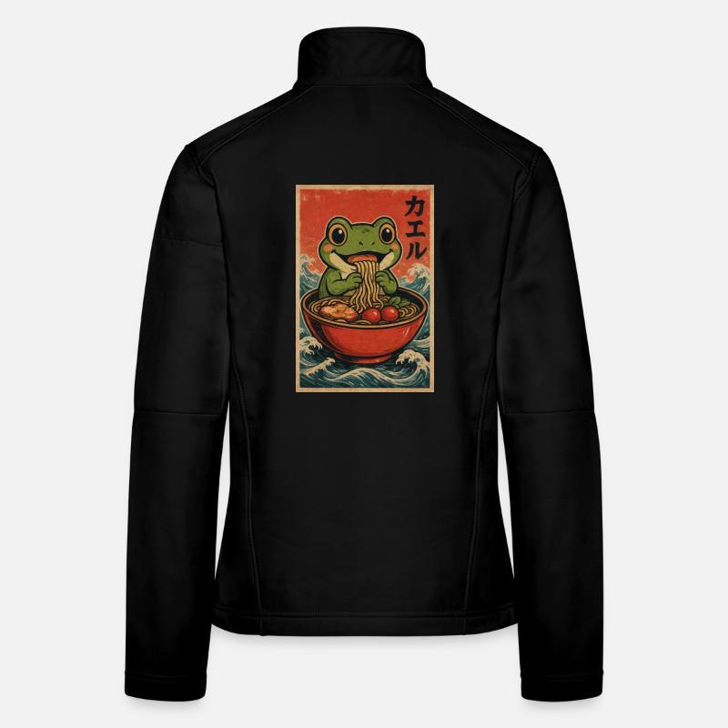 Frosch-Ramen Retro-Poster Frauen Softshelljacke