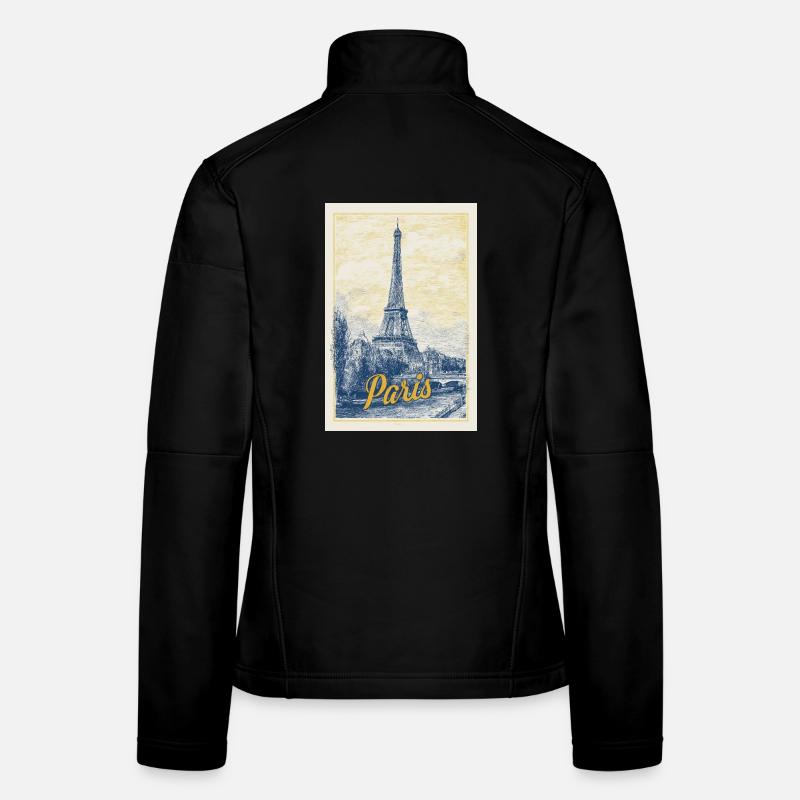 Paris Eiffel Blueprint Women's Softshell Jacket