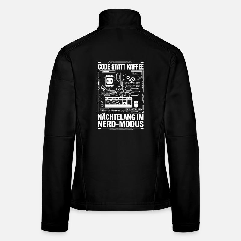 Code statt Kaffee Nerd-Modus Frauen Softshelljacke