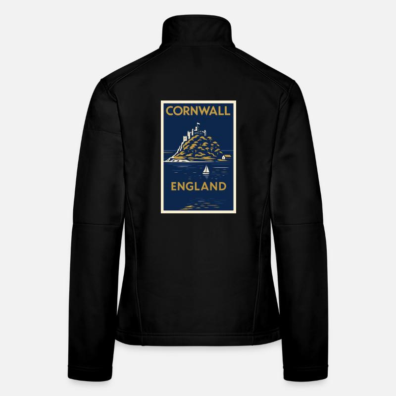 Cornwall England – Art-Déco Reiseposter Frauen Softshelljacke