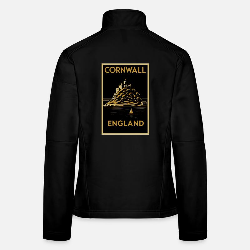 Cornwall England – Art-Déco Reise Poster Frauen Softshelljacke