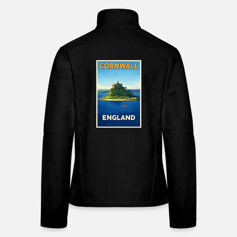 Cornwall England – Retro Travel Poster Women's Softshell Jacket