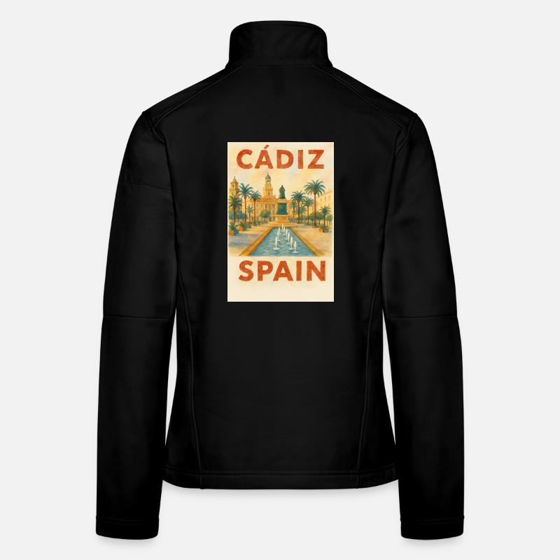 Cádiz Spanien – Aquarell Reiseposter Plaza Frauen Softshelljacke