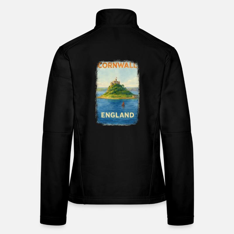 Cornwall England – Aquarell Reiseposter - Frauen Softshelljacke - Schwarz