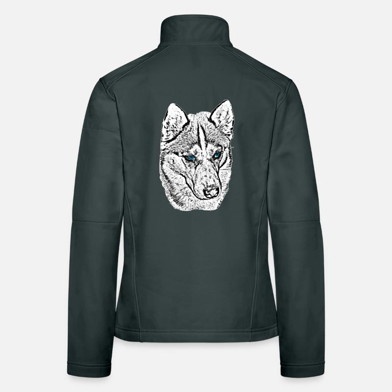 Wolf Head Drawing Blue Eyes Women's Softshell Jacket