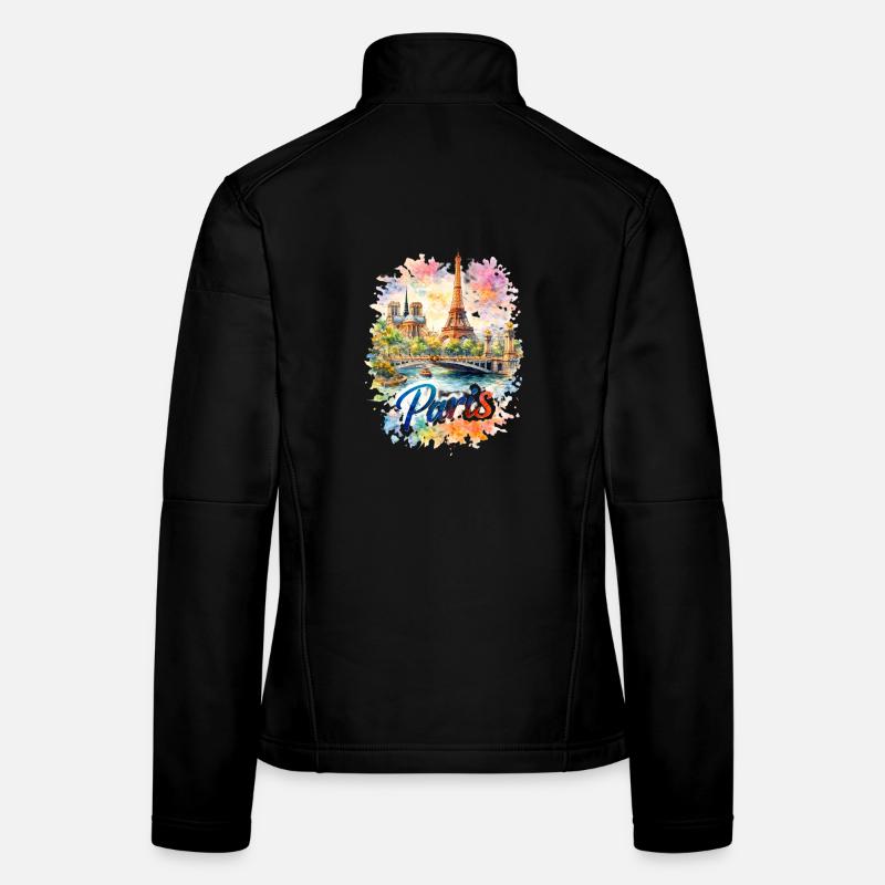Silhouette aquarelle de Paris Veste en tissu softshell Femme