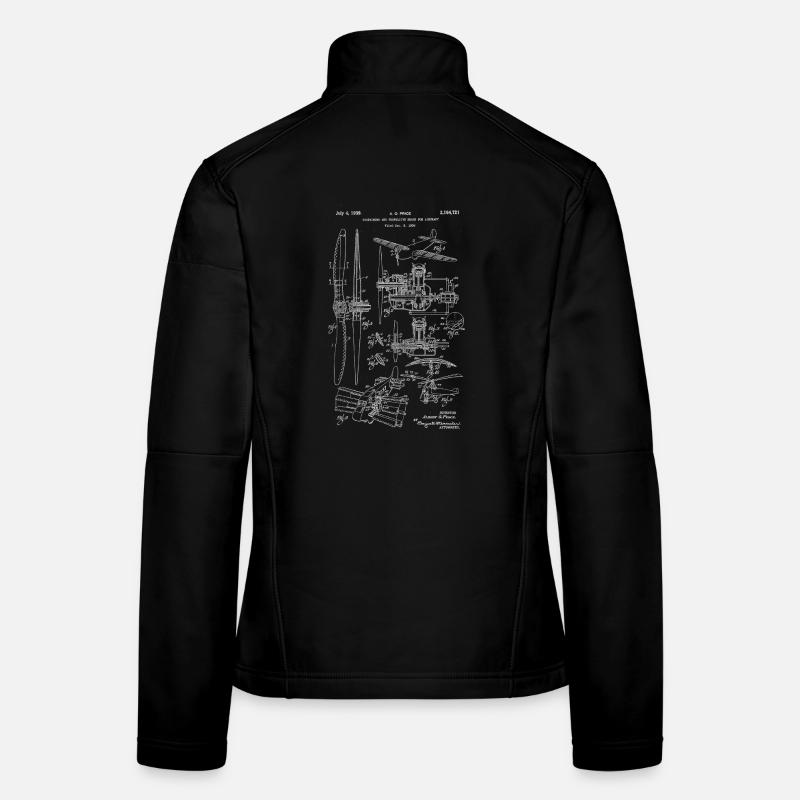 Vintage Aircraft Patent Aeronautical Technical Board Women's Softshell Jacket