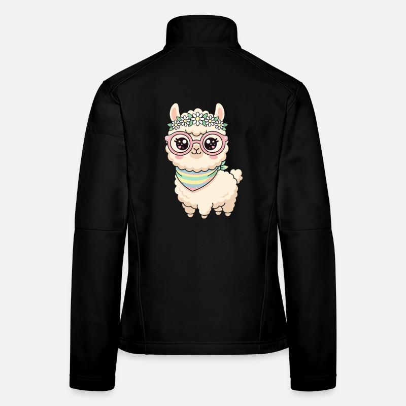 Pastelllama mit Blumenkranz Frauen Softshelljacke