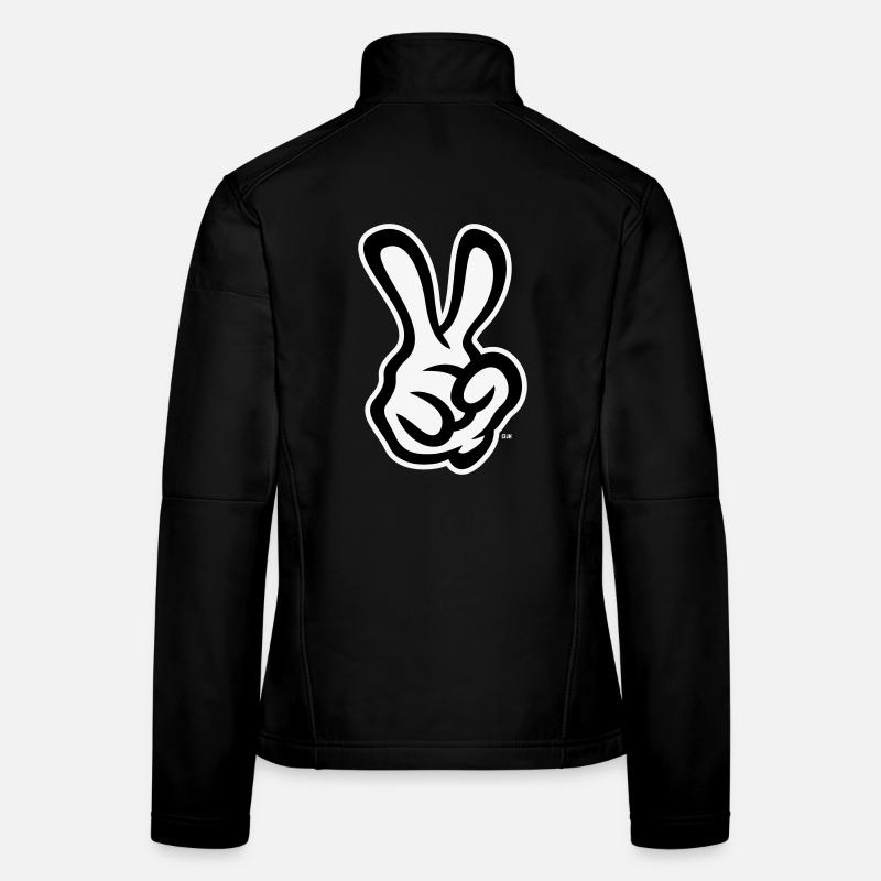 Signaux de la main de victoire (Main droite / NEG / 2C) Veste en tissu softshell Femme