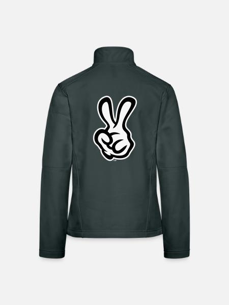 Victory Hand Signals (Left Hand / NEG / 2C) - Women's Softshell Jacket - black - Back