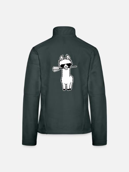 Cooles Lama Alpaka Sonnenbrille Dartpfeil Maul Süß - Frauen Softshelljacke - Schwarz - Hinten