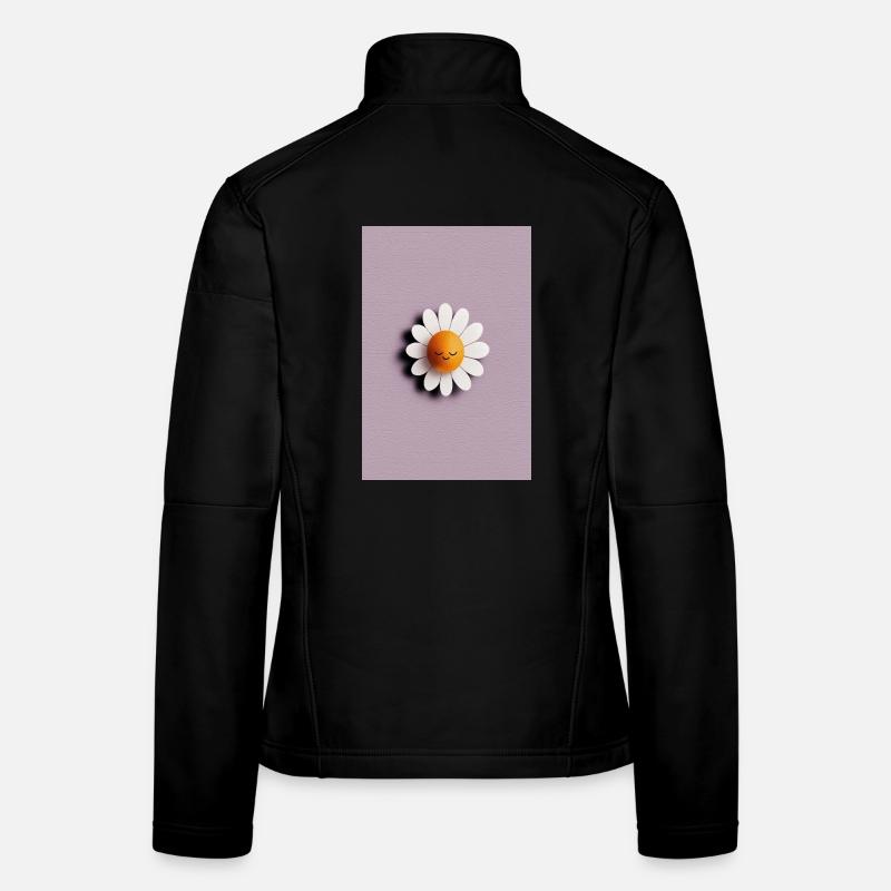Fröhliche Gänseblümchen-Sonne auf fliederfarbenem Hintergrund Frauen Softshelljacke