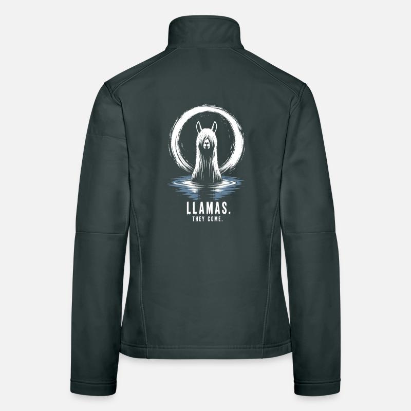 Llamas They Come Horror Lama Design Frauen Softshelljacke
