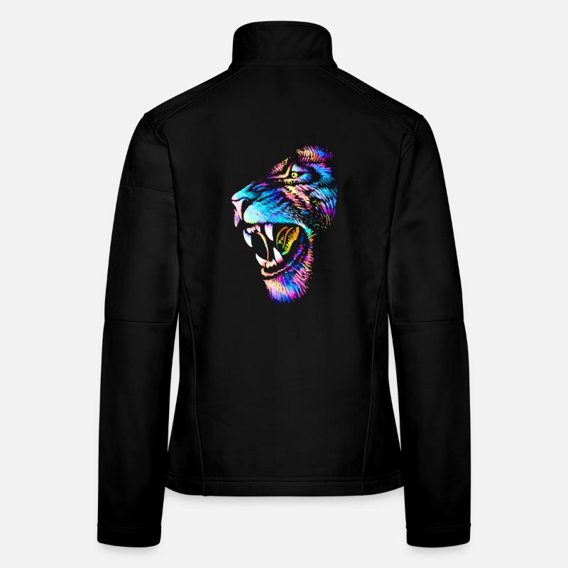 Löwe | Löwenkopf | Bunte Katze Frauen Softshelljacke