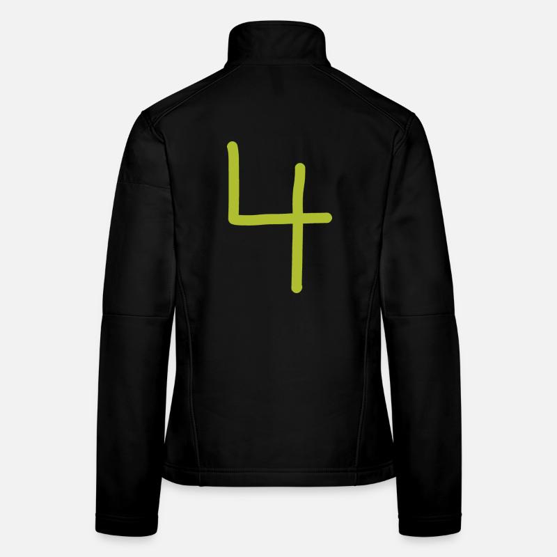 4 Nummer vier Zahl grün Geburtstag - Frauen Softshelljacke - Schwarz