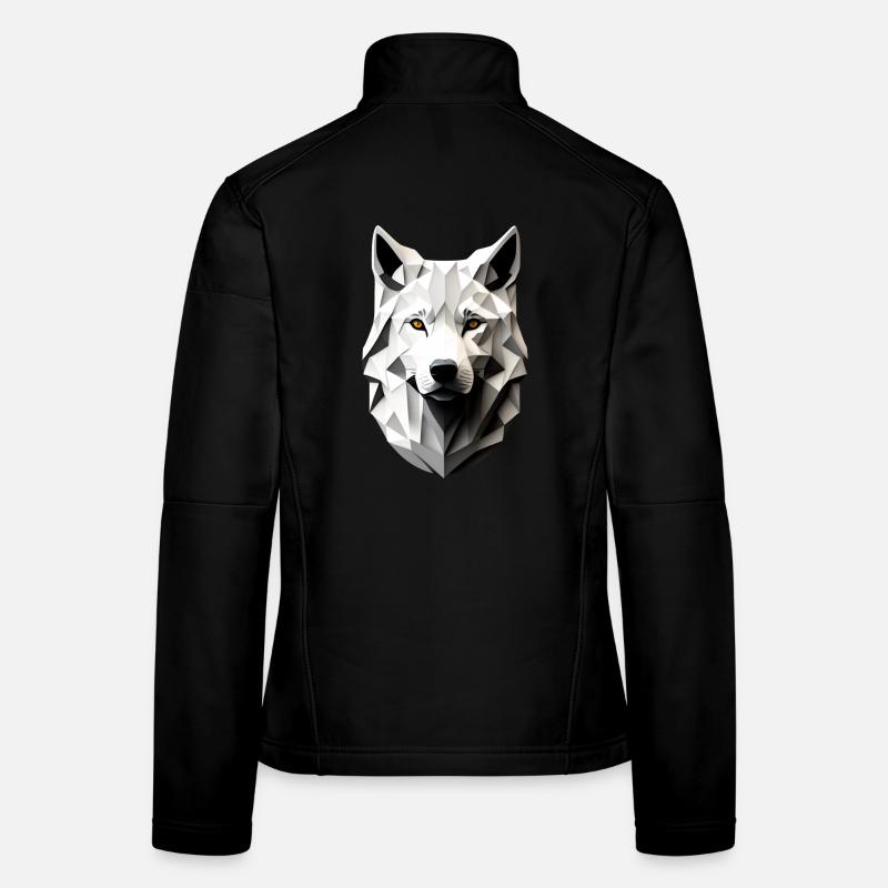 Head of the White Wolf - Women's Softshell Jacket - black