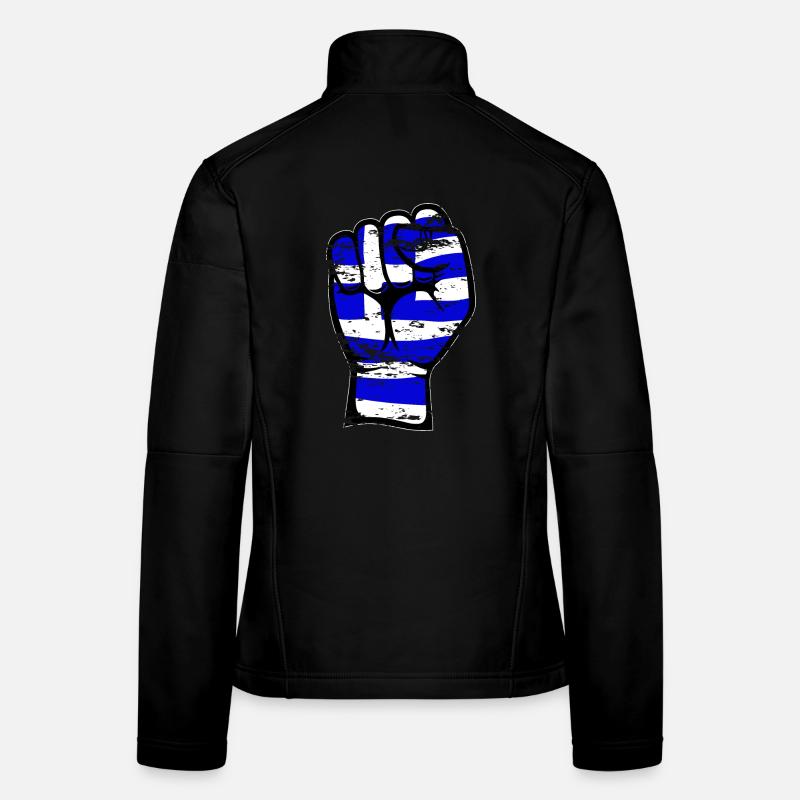 Grèce Drapeau Poing Main Utilisé Symbole Veste en tissu softshell Femme