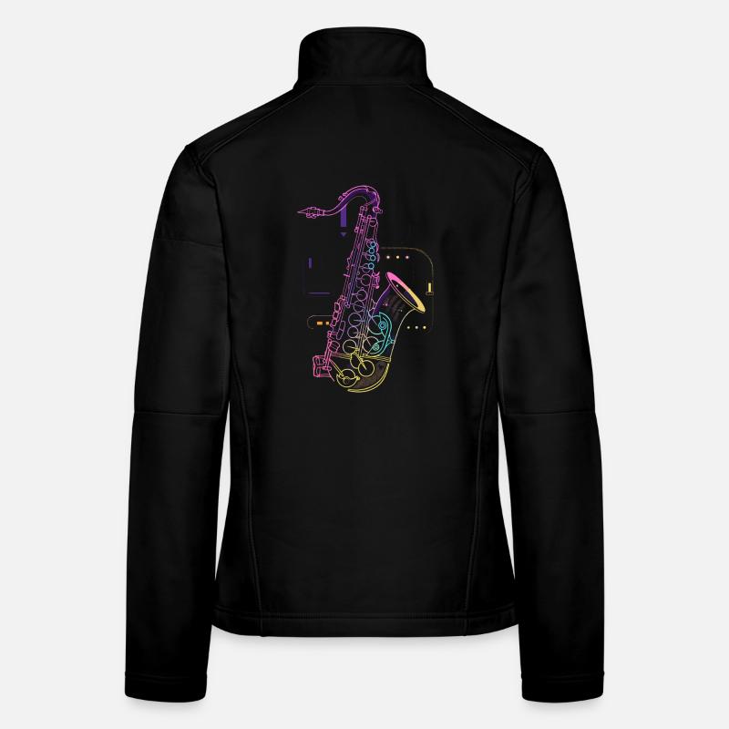 Dessin de saxophone Veste en tissu softshell Femme