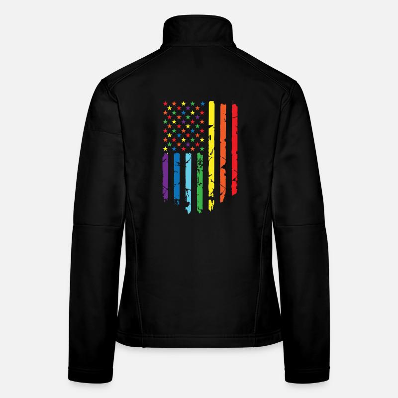 Rainbow flag with star pattern Women's Softshell Jacket