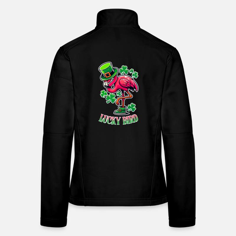 Lucky Bird – St. Patrick’s Flamingo Frauen Softshelljacke