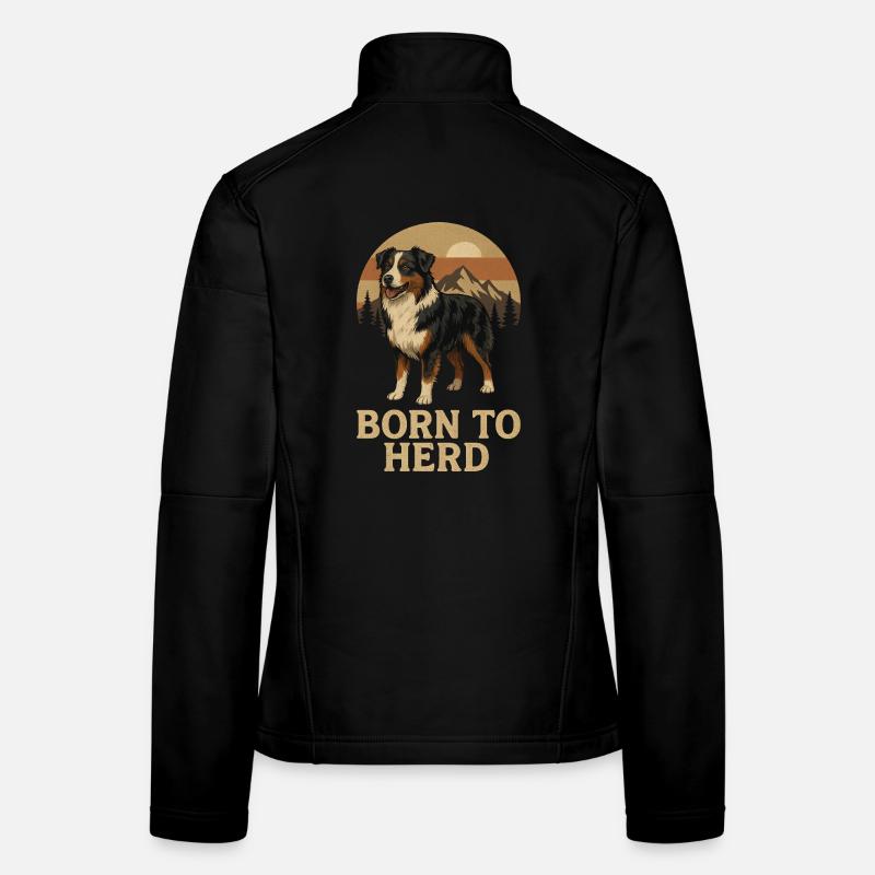 Australian Shepherd Born To Herd Retro Women's Softshell Jacket