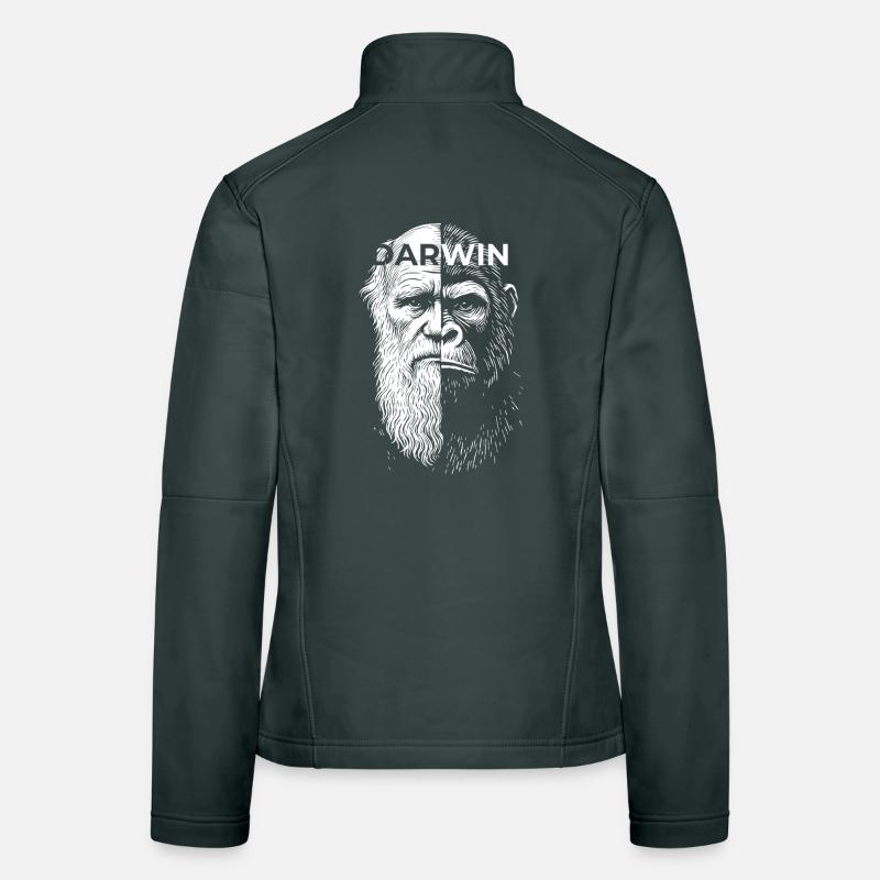 Darwin Gorilla Split Portrait Design Women's Softshell Jacket