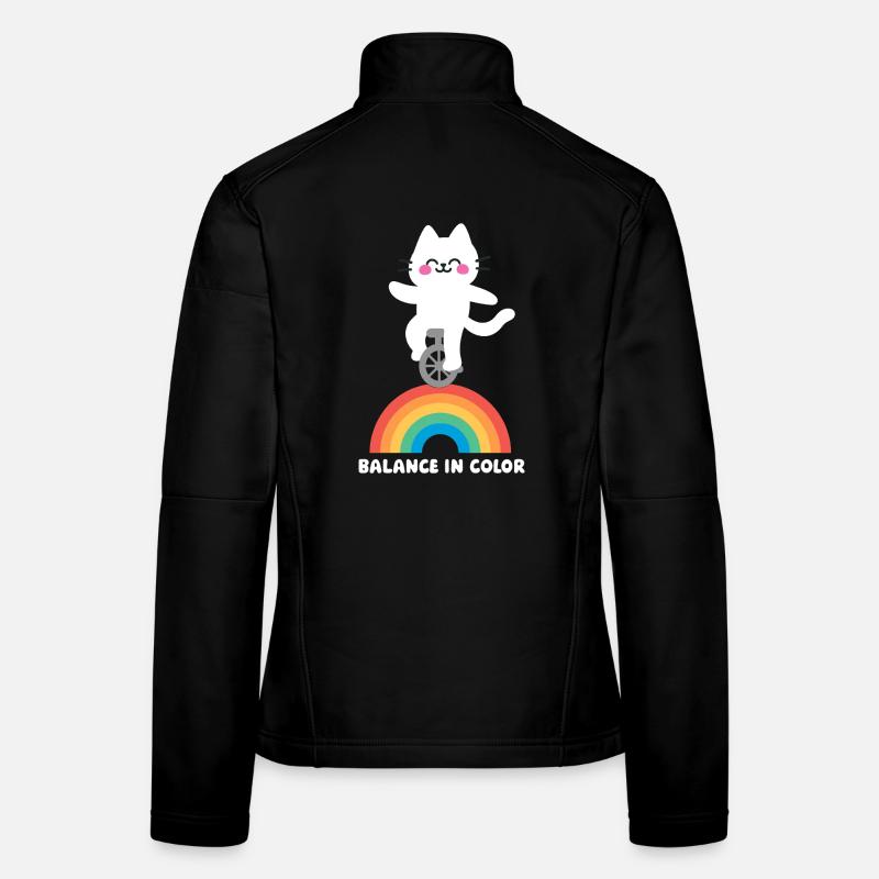 Cat Balances Rainbow Women's Softshell Jacket