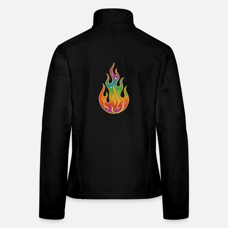 Feuer | Regenbogenflamme Glitzerpracht Frauen Softshelljacke