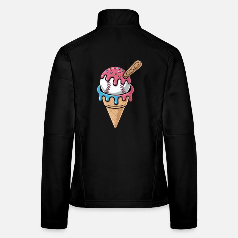 Gaufre de glace de baseball avec des vermicelles Veste en tissu softshell Femme