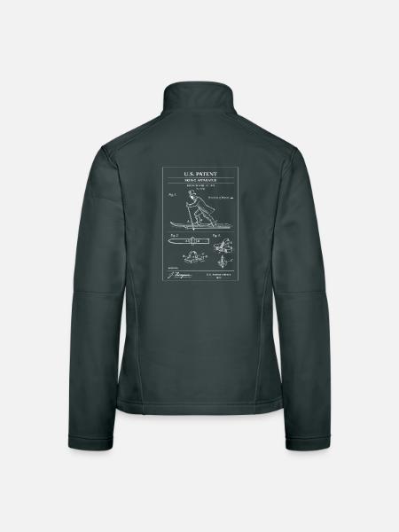 Vintage Ski Patent Diagram - Women's Softshell Jacket - black - Back
