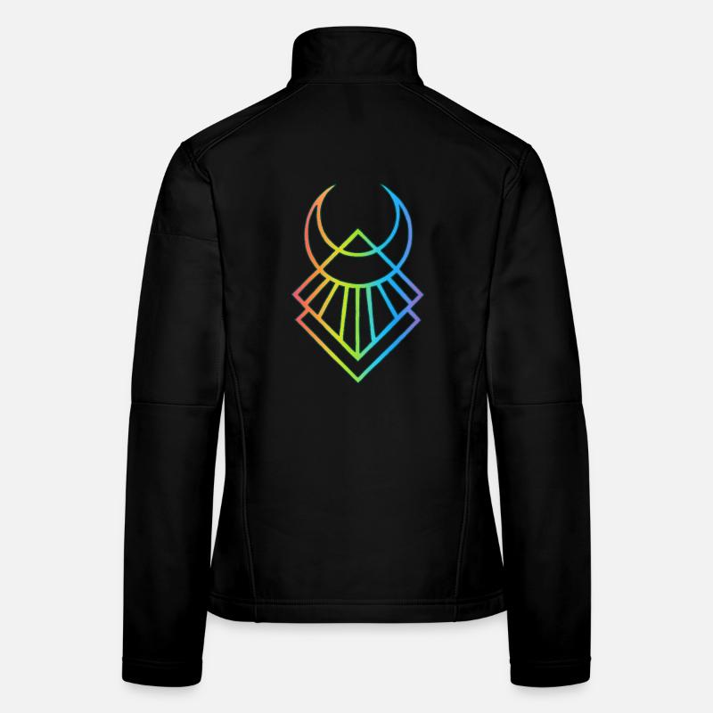 Symbole lunaire égyptien multicolore Veste en tissu softshell Femme