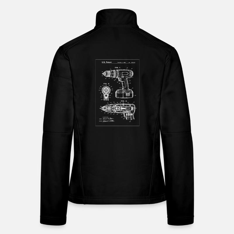 Drill Patent Blueprint Artwork Women's Softshell Jacket