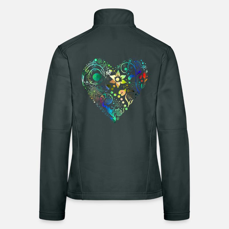 Blumenherz Regenbogen Frauen Softshelljacke