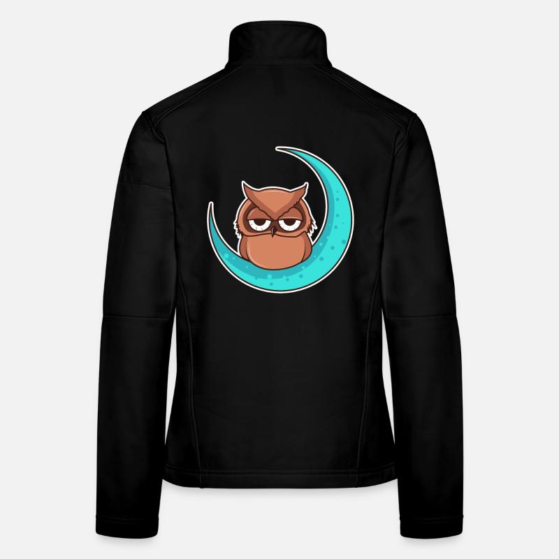 Kauz im Mond - Frauen Softshelljacke - Schwarz