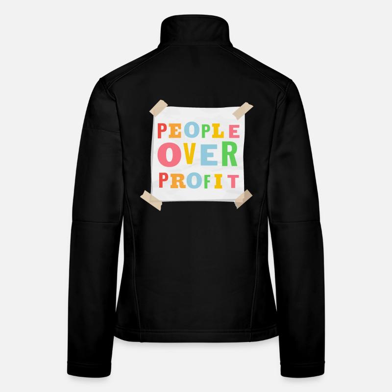 People Over Profit - Frauen Softshelljacke - Schwarz
