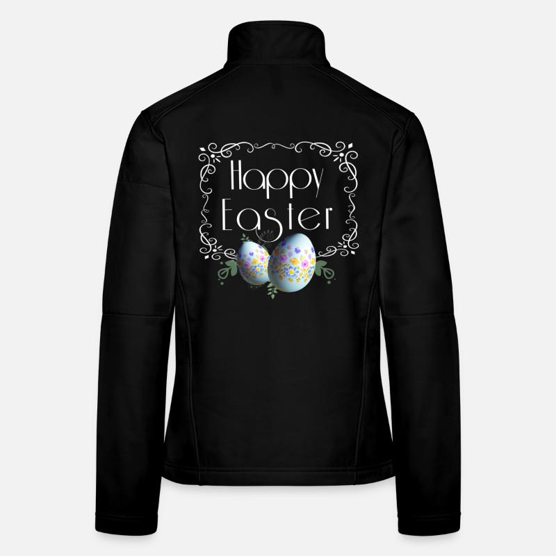 Lettrage joyeux de Pâques avec des œufs de Pâques Veste en tissu softshell Femme