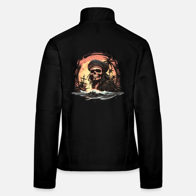 Totenkopfpirat - Frauen Softshelljacke - Schwarz