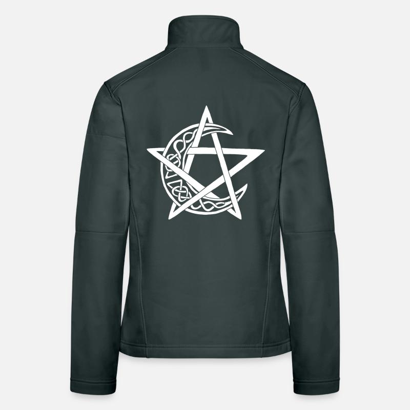 White Lunar Pentagram Women's Softshell Jacket