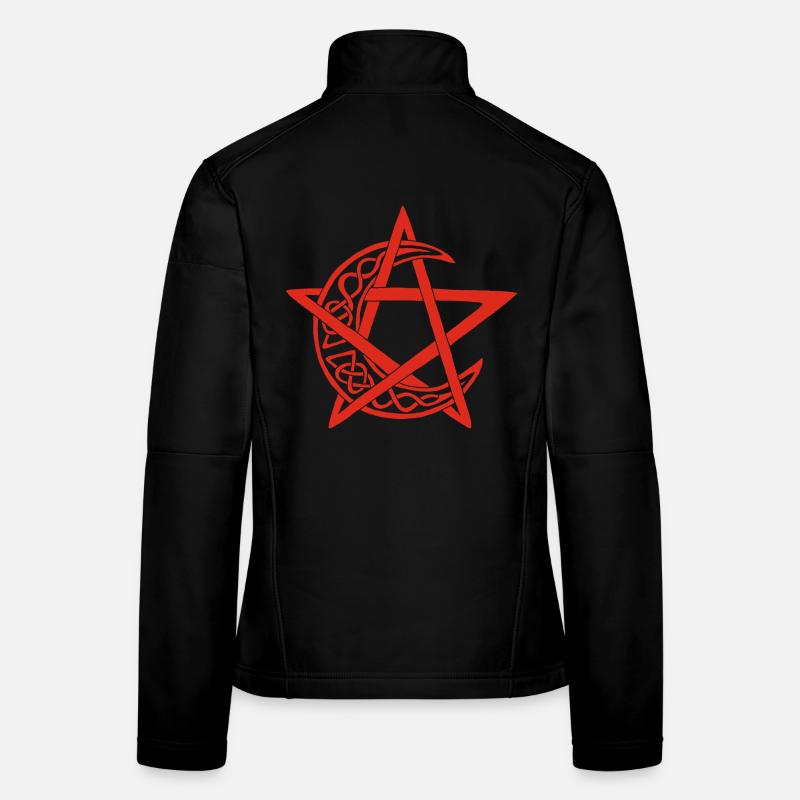 Rotes Mond-Pentagramm Frauen Softshelljacke