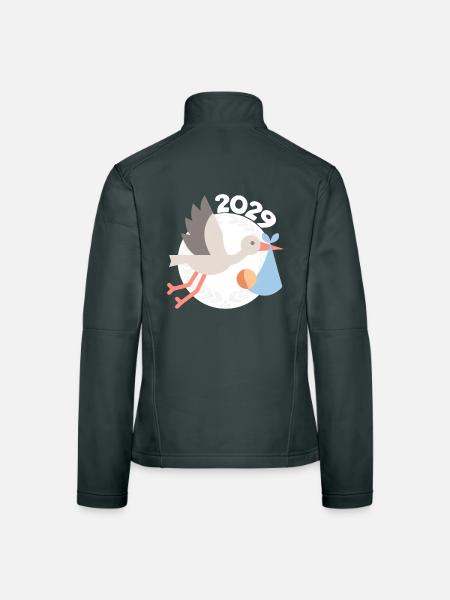 Storch mit Baby 2029 - Frauen Softshelljacke - Schwarz - Hinten