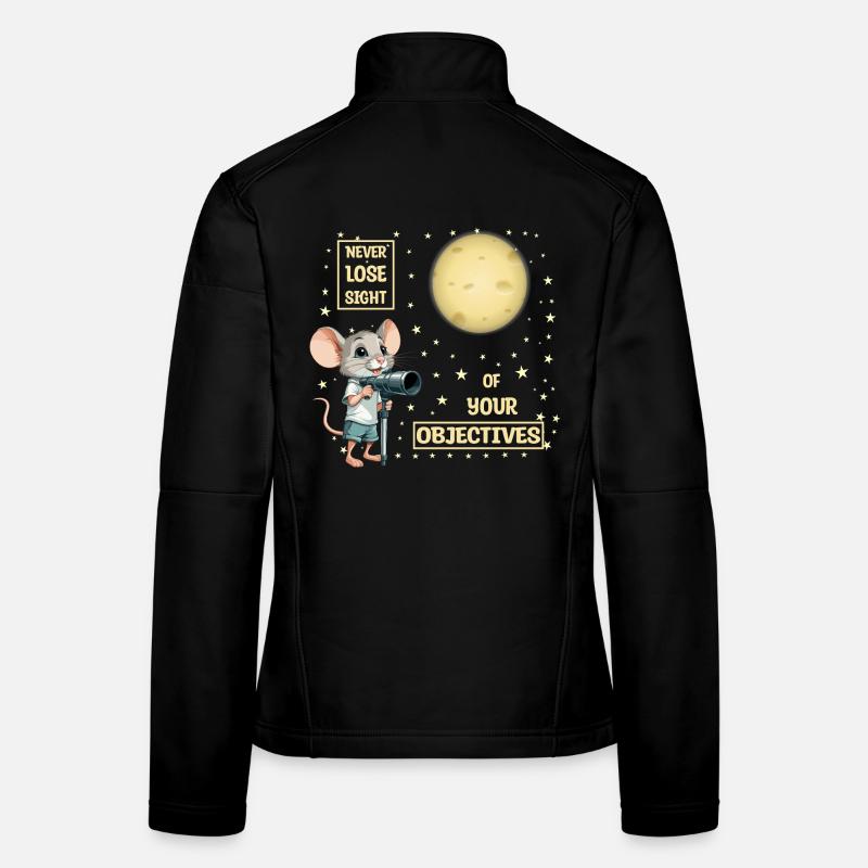 Maus und Käse-Mond - Frauen Softshelljacke - Schwarz