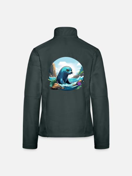 Seal on the coast - Women's Softshell Jacket - black - Back