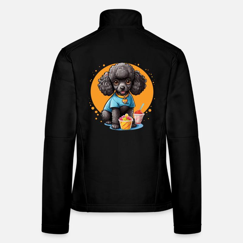 Schwarzer Pudel beim Dessert Frauen Softshelljacke